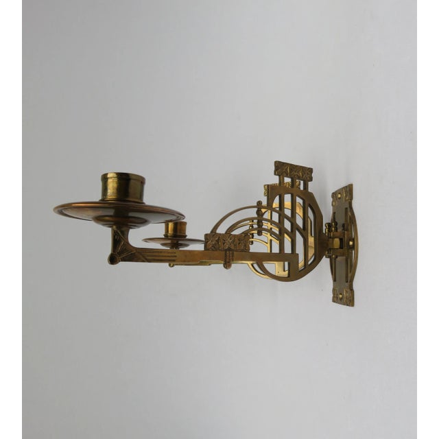 Art Nouveau Brass Piano Candleholders, Set of 2 For Sale - Image 4 of 16