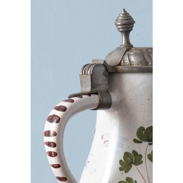 Pewter-Mounted Fisherman Birnkrug from Bayreuth Faience, 19th Century For Sale - Image 7 of 10
