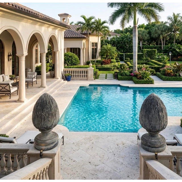 A Pair of Vintage Large-Scale Artichoke Leaf Cast Stone Finials For Sale - Image 12 of 12