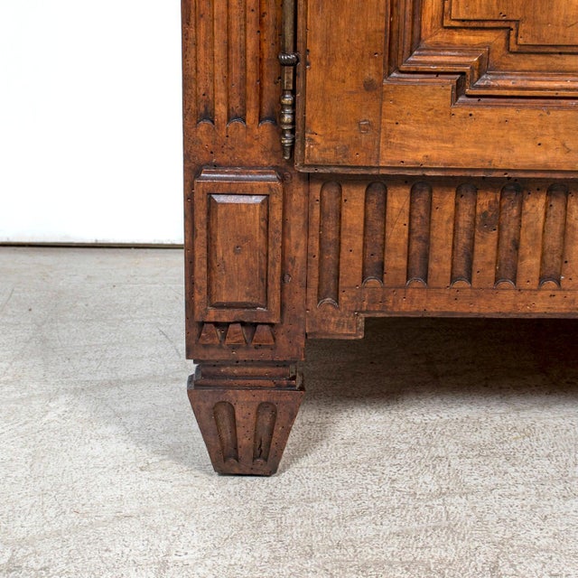 Rare 18th Century French Period Louis XVI Carved Walnut Armoire From Limoges For Sale - Image 13 of 17