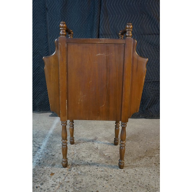 Antique Art Deco Walnut Carved Smoking Stand Tin Lined Humidor Magazine Rack For Sale - Image 11 of 16
