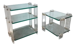 Glass and Acrylic Glass Consoles, 1980s, Set of 2