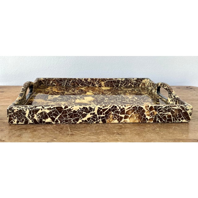 This stunning vintage serving tray is a masterful celebration of Organic Modern design and mid-century artisanal craft....