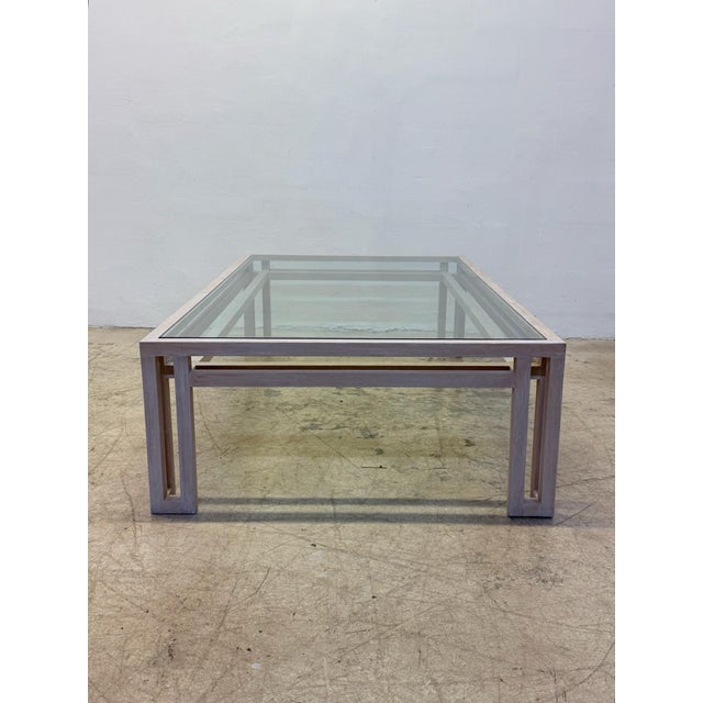 Billy Baldwin Billy Baldwin Large Whitewash Oak and Glass Coffee Table For Sale - Image 4 of 11