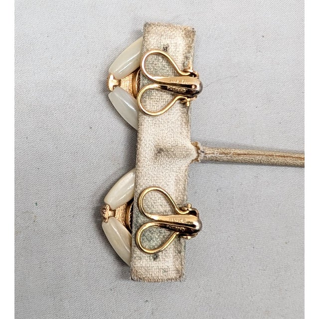 Vintage Signed Napier Goldtone Mother-of-Pearl Clip Earrings-2 Pieces For Sale In Philadelphia - Image 6 of 7