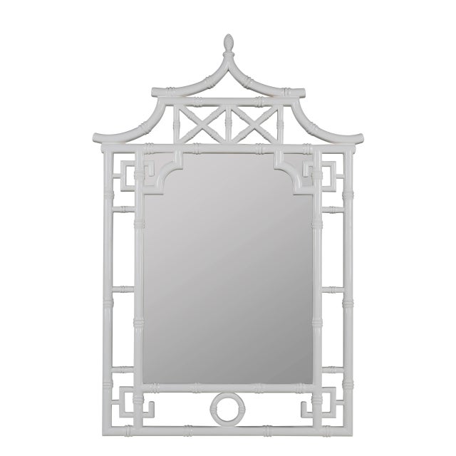 Contemporary Shing Pagoda Wall Mirror, Glossy White For Sale - Image 3 of 3