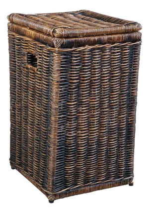 Vintage Boho Chic Wicker Rattan Laundry Hamper Basket Handles