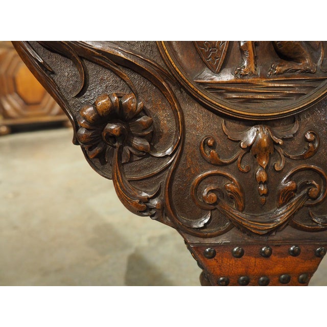 Large Hand Carved and Mounted Walnut Bellows From Florence, Italy, Circa 1850 For Sale - Image 13 of 18