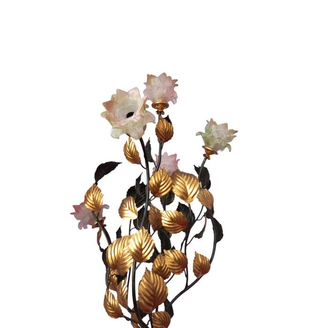 Vintage Floor Lamp with Murano Glass Roses, Italy, 1960s For Sale - Image 6 of 18
