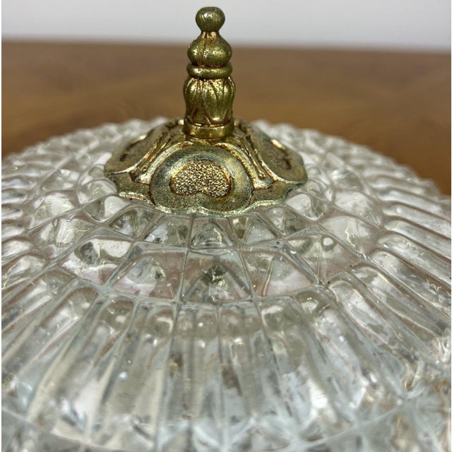 Vintage French Ceiling Lamp in Cut Glass For Sale - Image 5 of 13