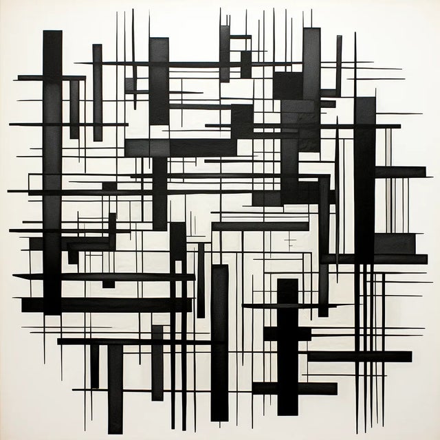 30' X 30' Black and White Minimalist Architectural Fine Art Print For Sale