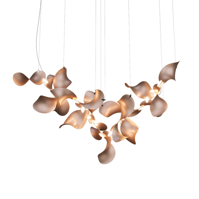 Dune 20 Cluster Chandelier with Shades in Copper Metallic Tone by Daniel Becker for Moss Objects For Sale - Image 9 of 9