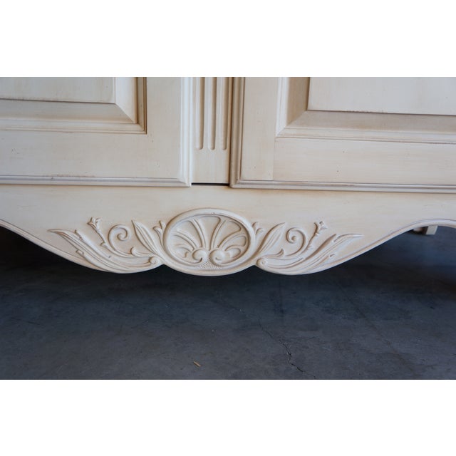 Antique White Ethan Allen Country French Painted Armoire For Sale - Image 8 of 12