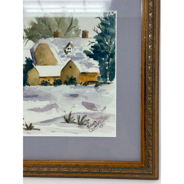 1997 Original Winter Landscape Watercolor by Edna Evallos For Sale In Seattle - Image 6 of 9