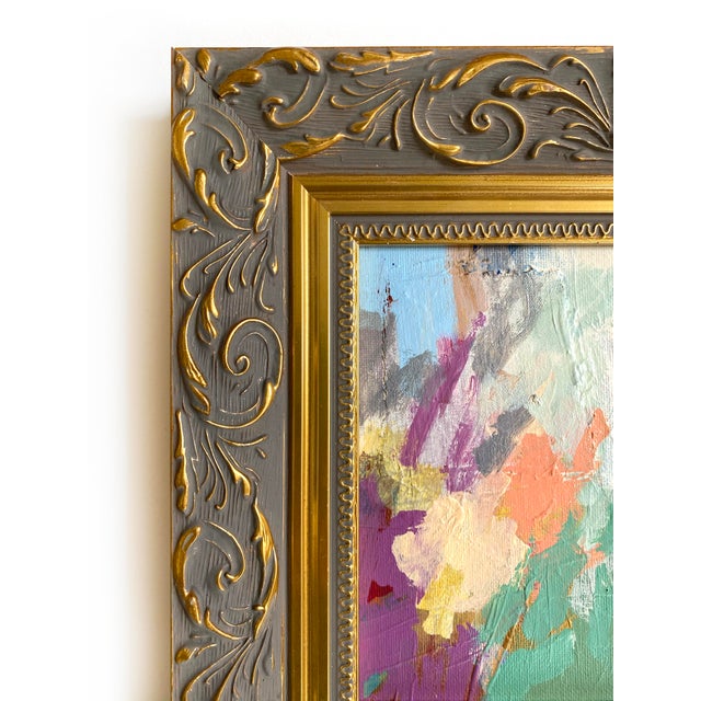 Abstract "Afternoon Glow" 2026 Mini Painting With Vintage Frame by Jessalin Beutler For Sale - Image 3 of 3