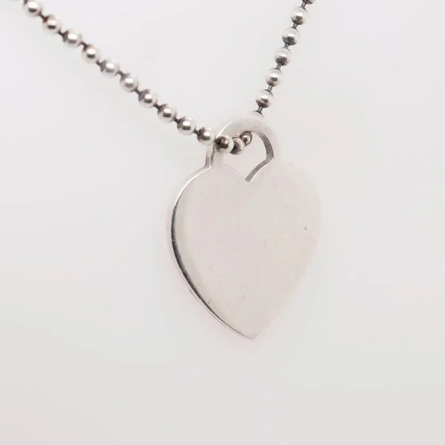 Vintage Return to Tiffany Sterling Silver Heart Tag Pendant & Dog Tag Chain Necklace For Sale In Philadelphia - Image 6 of 12