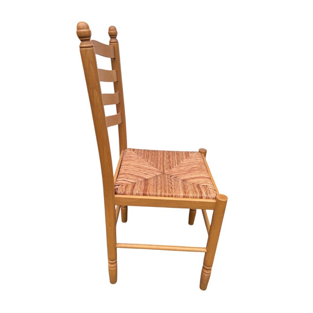 Italian Country Ladder Back Dining Chairs With Woven Rush Seats – Set of 4 For Sale - Image 12 of 18