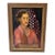 Mid-Century Oil Portrait of a Woman in Coral Blouse For Sale