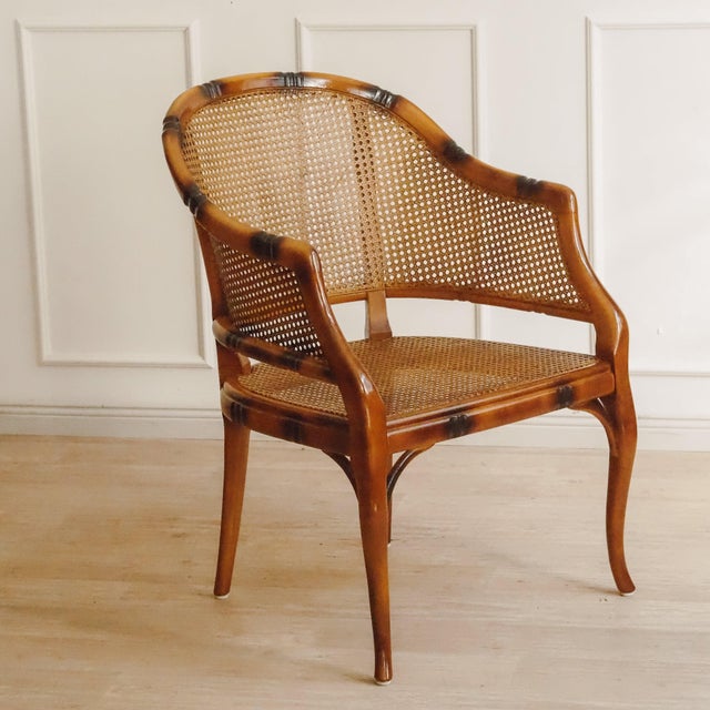 Vintage Faux Bamboo Armchair with Viennese Wickerwork, 1970 For Sale - Image 14 of 15