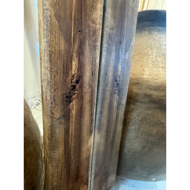 Mid 20th Century Rustic Solid Wooden Wall Hanging Mirror For Sale - Image 16 of 17