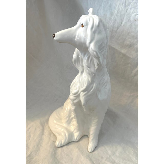 1950s Vintage Russian Wolfhound Borzoi White Ceramic Dog Figure For Sale - Image 5 of 6