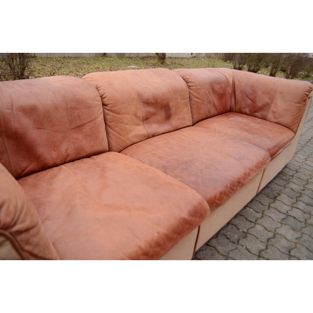1980s Sapporo Sofa in Cognac Canvas and Leather from Oy Dahlqvist AB / BD Möbel, 1976, Set of 3 For Sale - Image 5 of 18