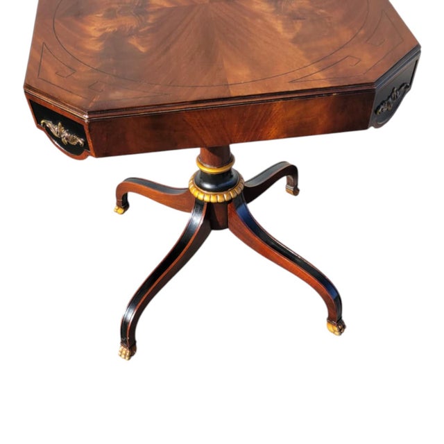 19th C Flame Mahogany Regency Side Table Center Table by Wyman Furniture For Sale - Image 15 of 17