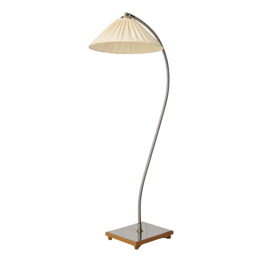 Vintage Swedish Floor Lamp in Polished Steel, 1930s For Sale