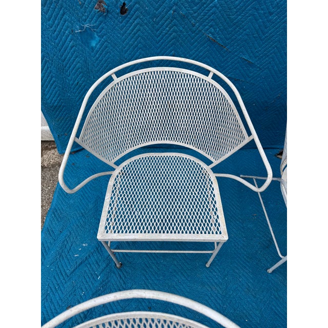Vintage Mid Century Wrought Iron and Mesh Patio Set of 5 For Sale - Image 11 of 12