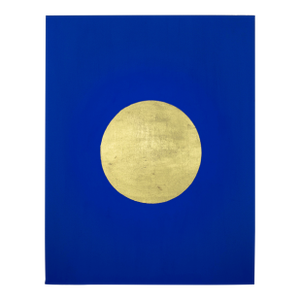 "Once in a Gold Moon" Contemporary Minimalist Mixed-Media Painting