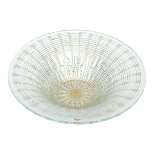 Vintage Signed Higgins Fused Glass Bowl Teardrop Design White, Gold 60's