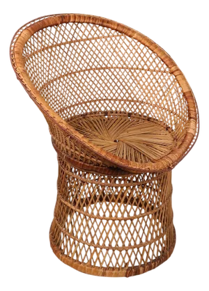 Vintage Woven Wicker Bohemian Emmanuelle Style Side Lounge Chair C. 1970's
