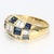 18k Yellow Gold Ring With Blue Sapphire & Diamond Baguette Checkerboard - Size 6 For Sale - Image 4 of 7