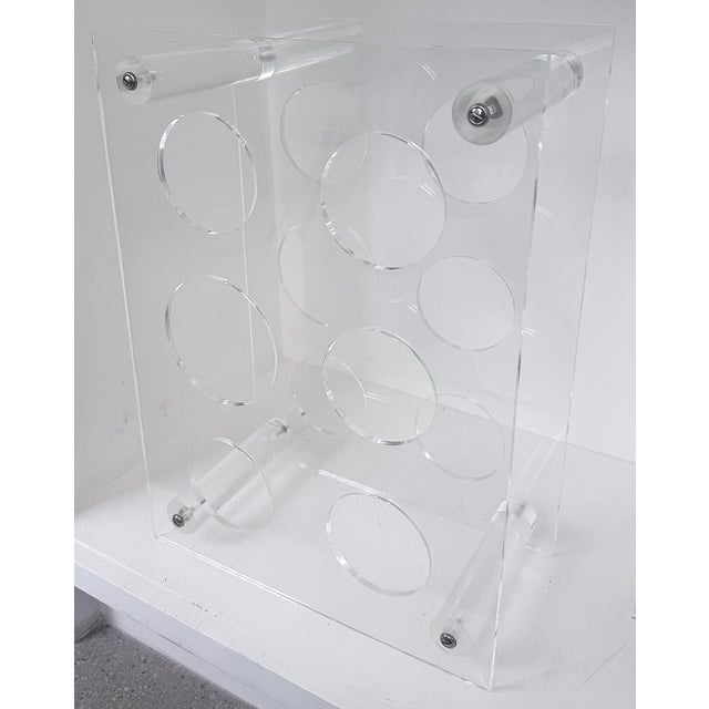 Transparent Vintage Postmodern 1980s Clear Plexiglas/Lucite 6-Bottle Wine or Champagne Rack, Holder For Sale - Image 8 of 12