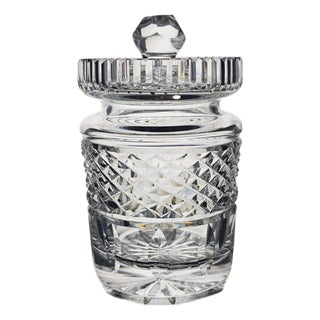 Waterford Castlemaine Irish Crystal Honey Jam Jar With Lid 4.75" For Sale