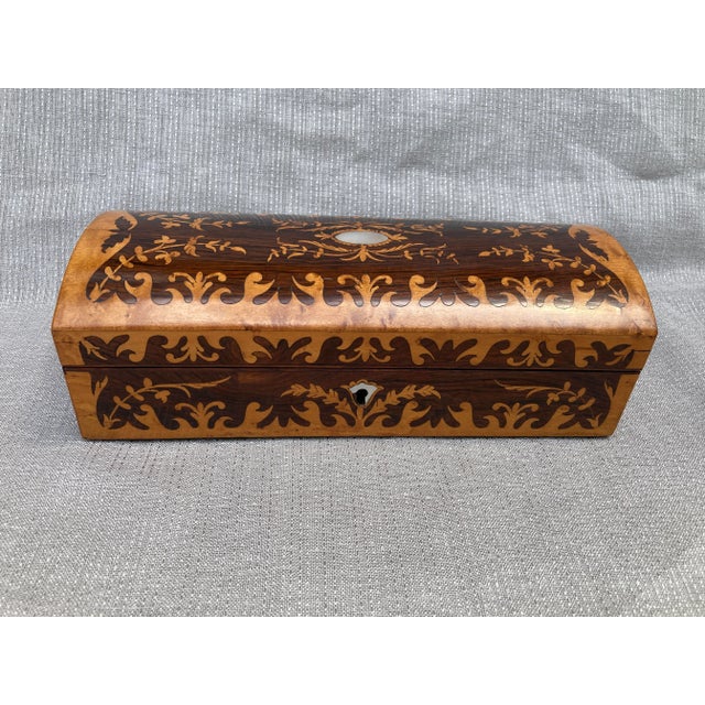Early 20th Century Marquetry Writing Glove Box For Sale - Image 4 of 17