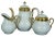 Antique 19th century unmarked white porcelain tea set with gold accents. Teapot - 9.25” x 6.25” x 9” / Sugar Bowl - 7” x...