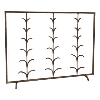 Gold Rubbed Black Lily Stems Fireplace Screen For Sale