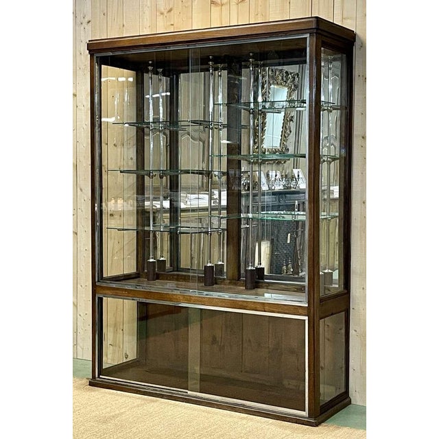 Shop Cabinet in Oak with Sliding Glass Doors For Sale - Image 3 of 18