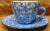 Mid-Century Modern Vintage Royal Copenhagen/Cumberland Usa Blue Spongeware 4 Cups & 4 Saucers- For Sale - Image 3 of 6