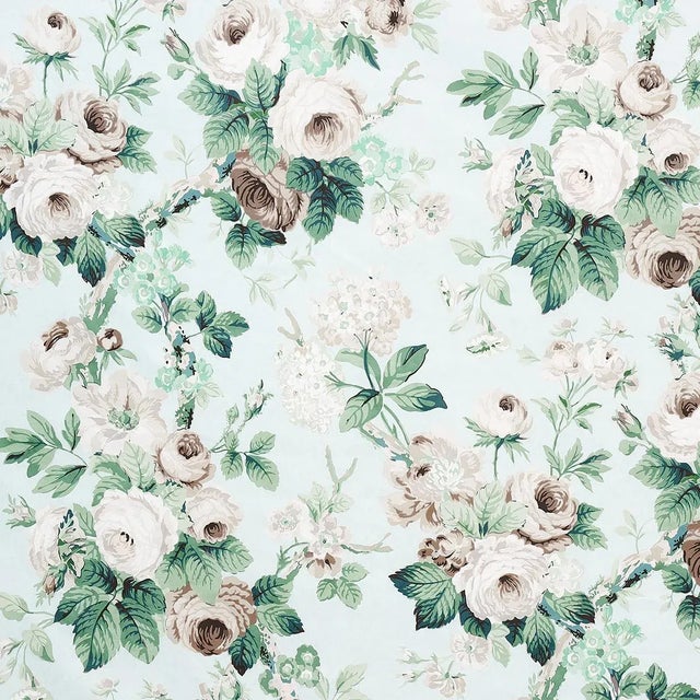 2020s Schumacher Nancy Floral Fabric in Seafoam For Sale - Image 5 of 5