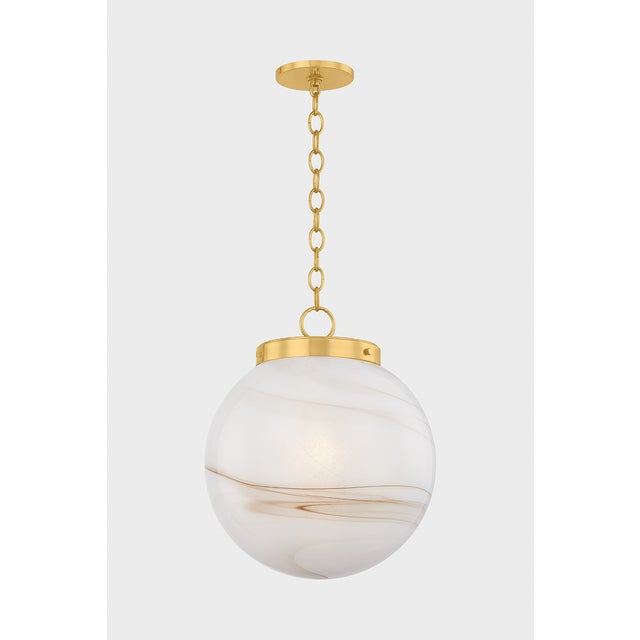Glass Mitzi Ambra 15.75 in. 1 Light Pendant in Aged Brass Finish For Sale - Image 7 of 8