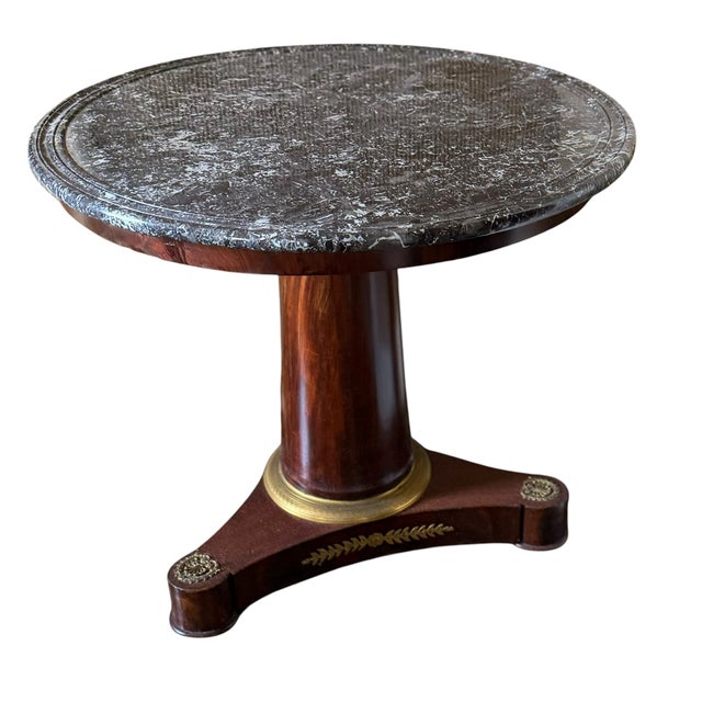 Traditional Antique Early 19c French Empire Mahogany & Marble Gueridon Round Table For Sale - Image 3 of 5