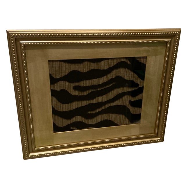 2020s Regine Stie Velvet Textile by Schumacher in Recycled Gold Frame For Sale - Image 5 of 5