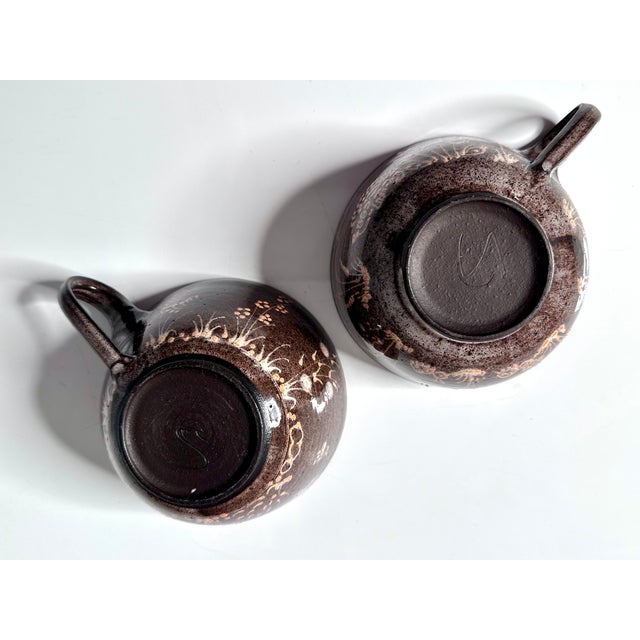 Beige Studio Ceramic Cups with Plant and Animal Decor from Elli & Walter Serocka, Germany, 1970s, Set of 2 For Sale - Image 8 of 15