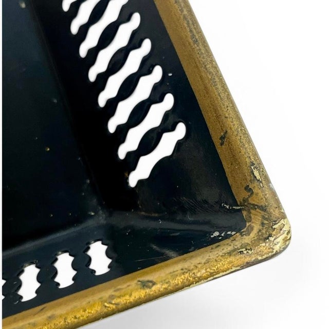 Black Black & Gold Tole Tray – Hollywood Regency Hunt Scene, Fornasetti Style, Large Decorative Tray For Sale - Image 8 of 10