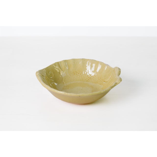 French 1950s Mid-Century Modern Aegitna Vallauris French Pottery Fish Bowl in Yellow Glaze For Sale - Image 3 of 15