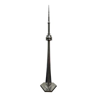 Cn Tower Silver Metal Souvenir 11" Canada Toronto Statue Architecture Figurine For Sale
