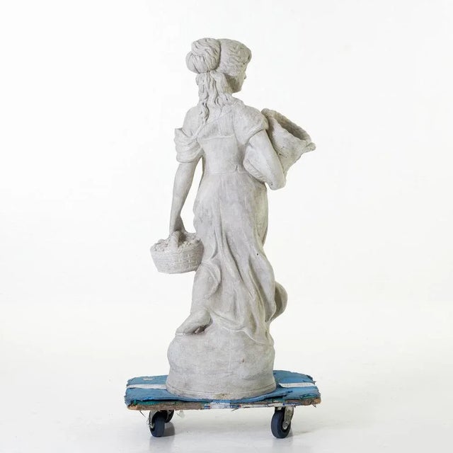 Garden Sculpture of Woman with Baskets, 1920s For Sale - Image 6 of 8