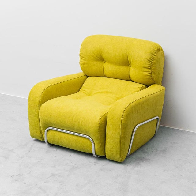 Green Fabric Armchair with Metal Frame, 1970s For Sale - Image 13 of 13